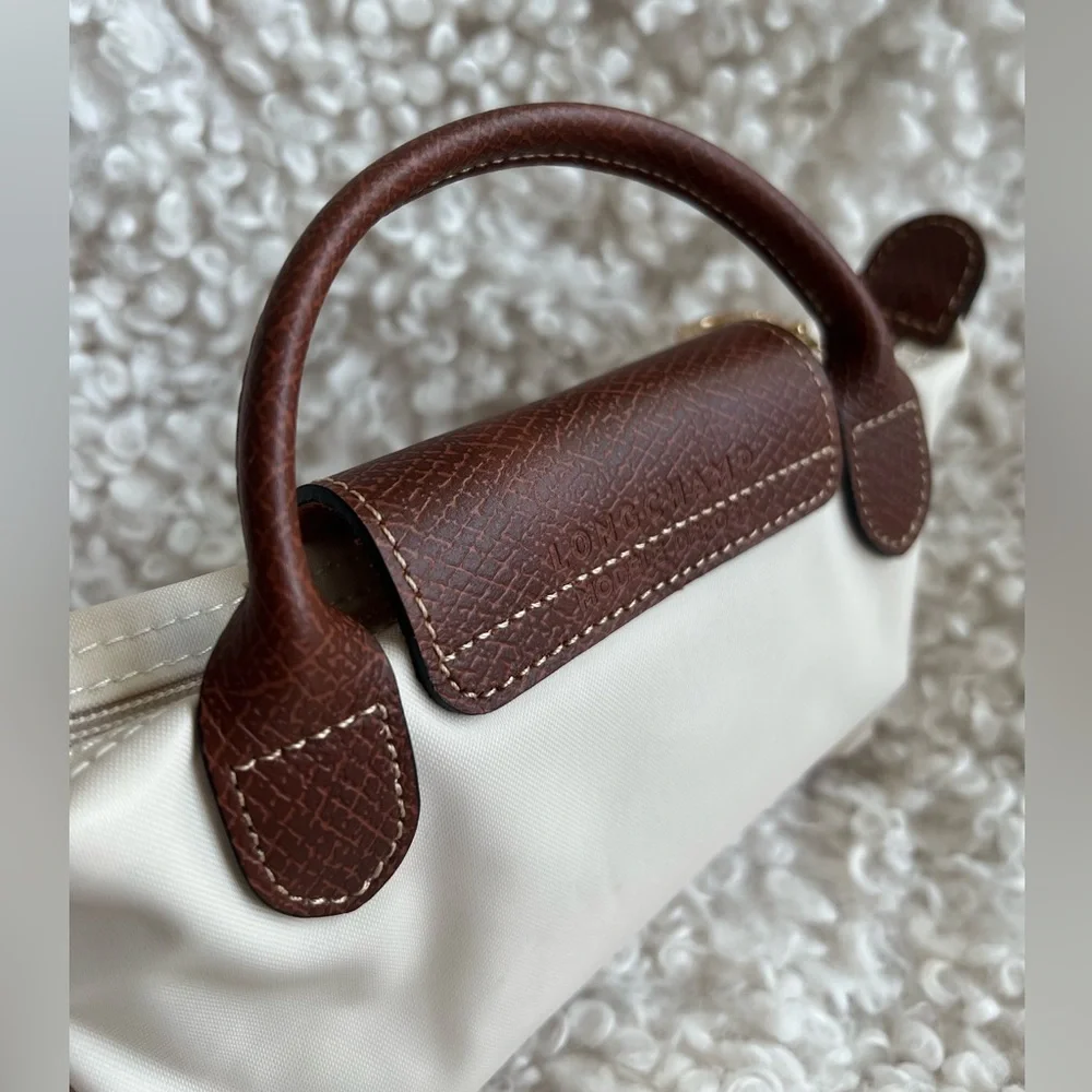 🐈 ☁️🍑Authentic Longchamp LE PLIAGE ORIGINAL POUCH WITH HANDLE - paper colour🍑☁️🐈 - Picture 5 of 17
